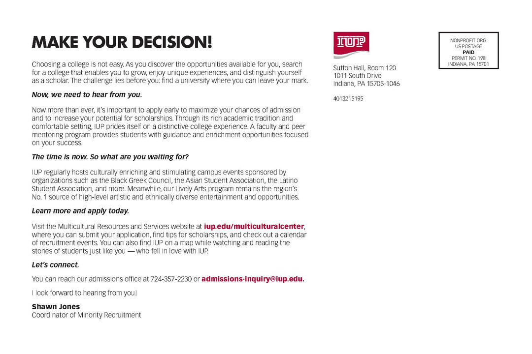 It's your decision back